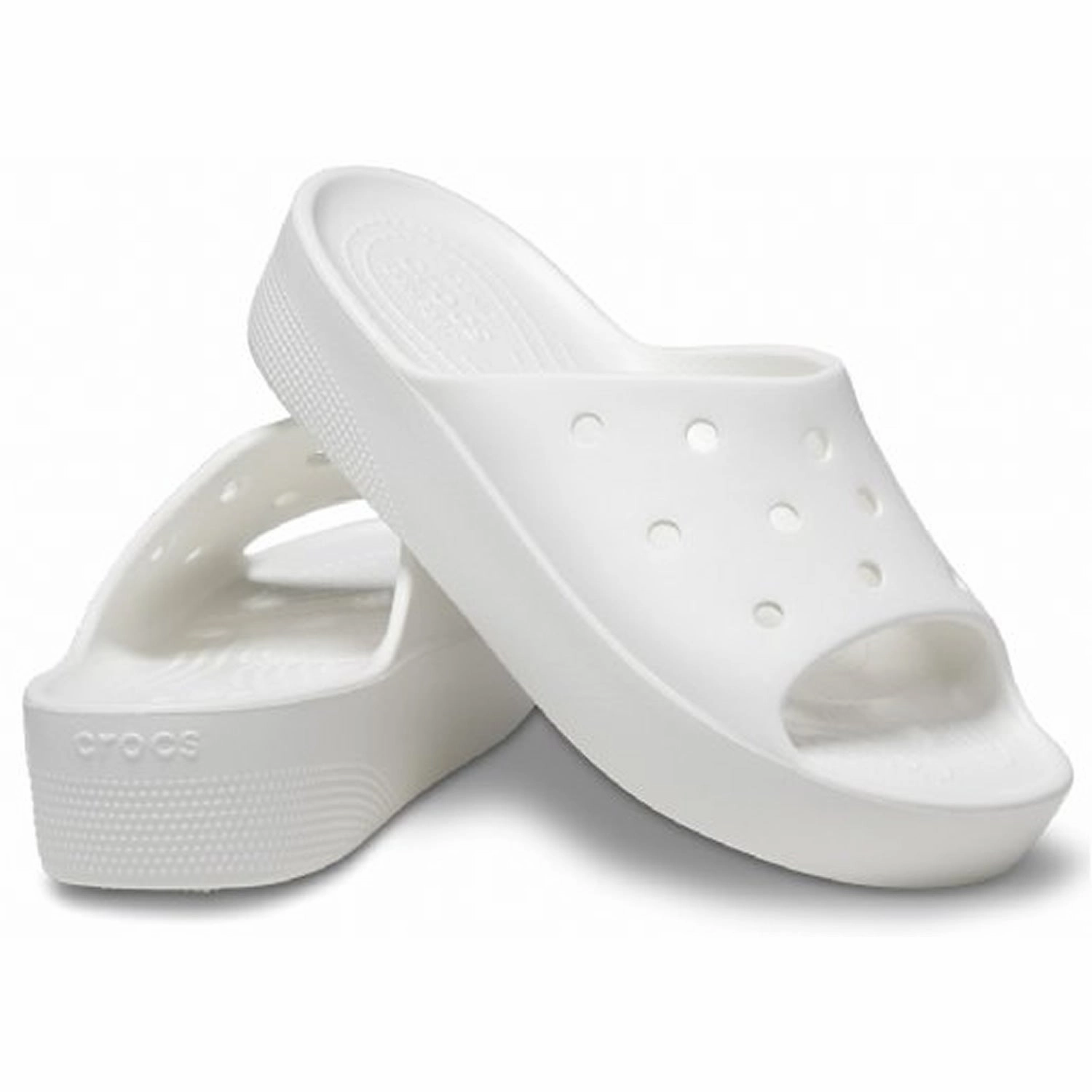 Native American Flip Flops Crocs Classic Platform Slide (208180) - White