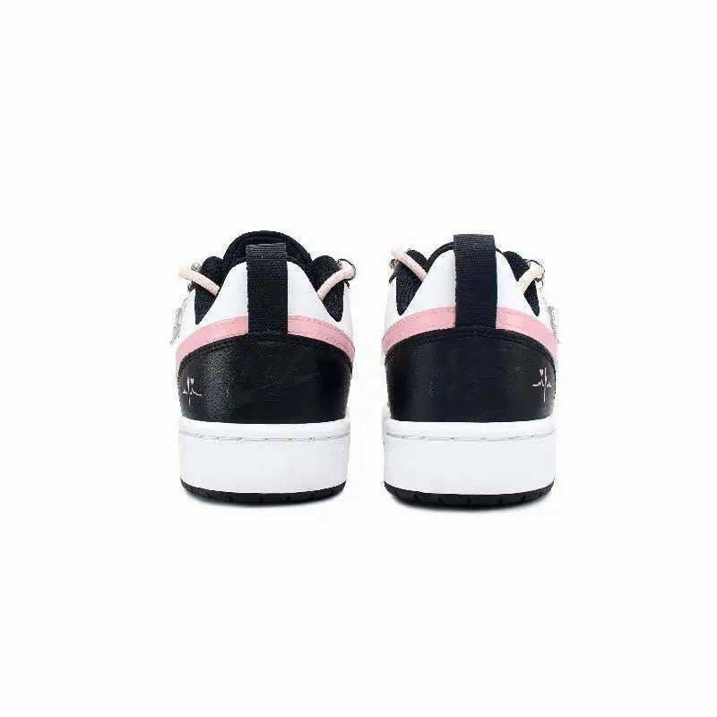 CustomizeNike Court Borough 2 Skateboarding Shoes Women's Low-top Black/pink Sneakers shoes BQ5448-115 Asics Kinsei Shoes