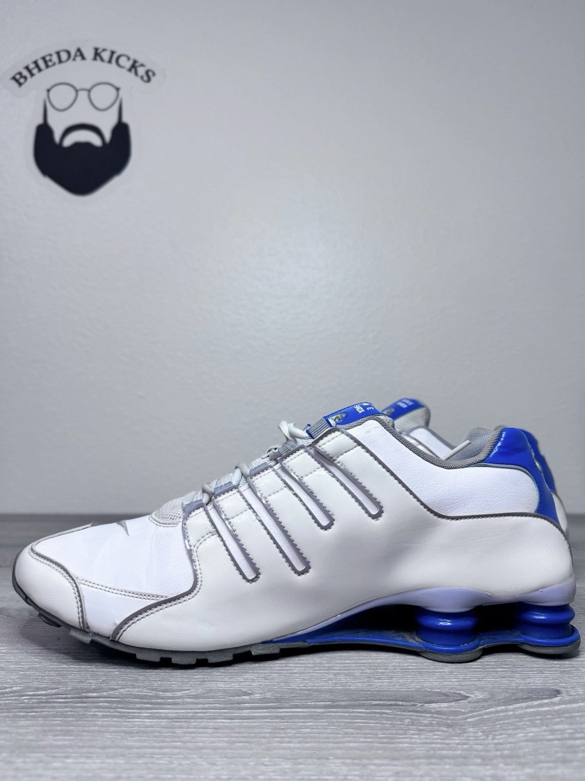Size 15 - Nike Shox NZ SL Shoes Sneakers 2012 378341-140 Blue White Leather Asics Shoe Stores Near Me