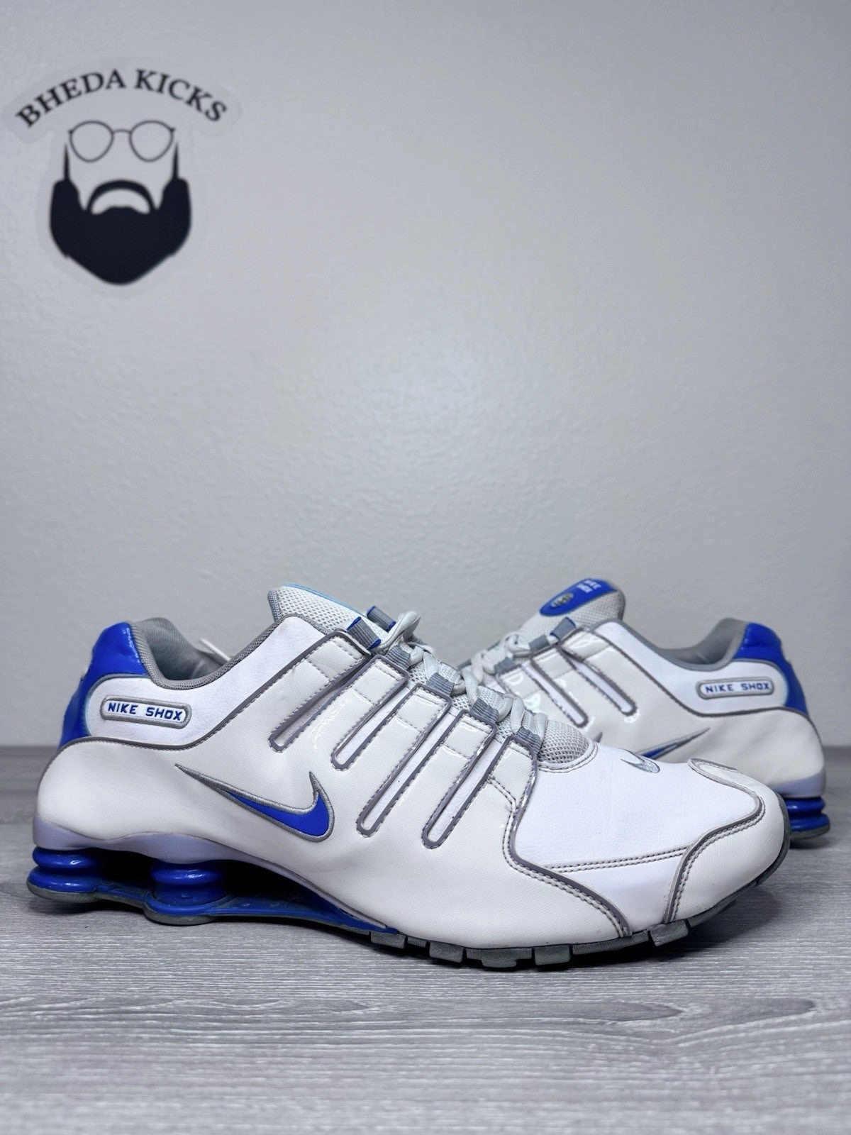 Size 15 - Nike Shox NZ SL Shoes Sneakers 2012 378341-140 Blue White Leather Waterproof Asics Trail Running Shoes