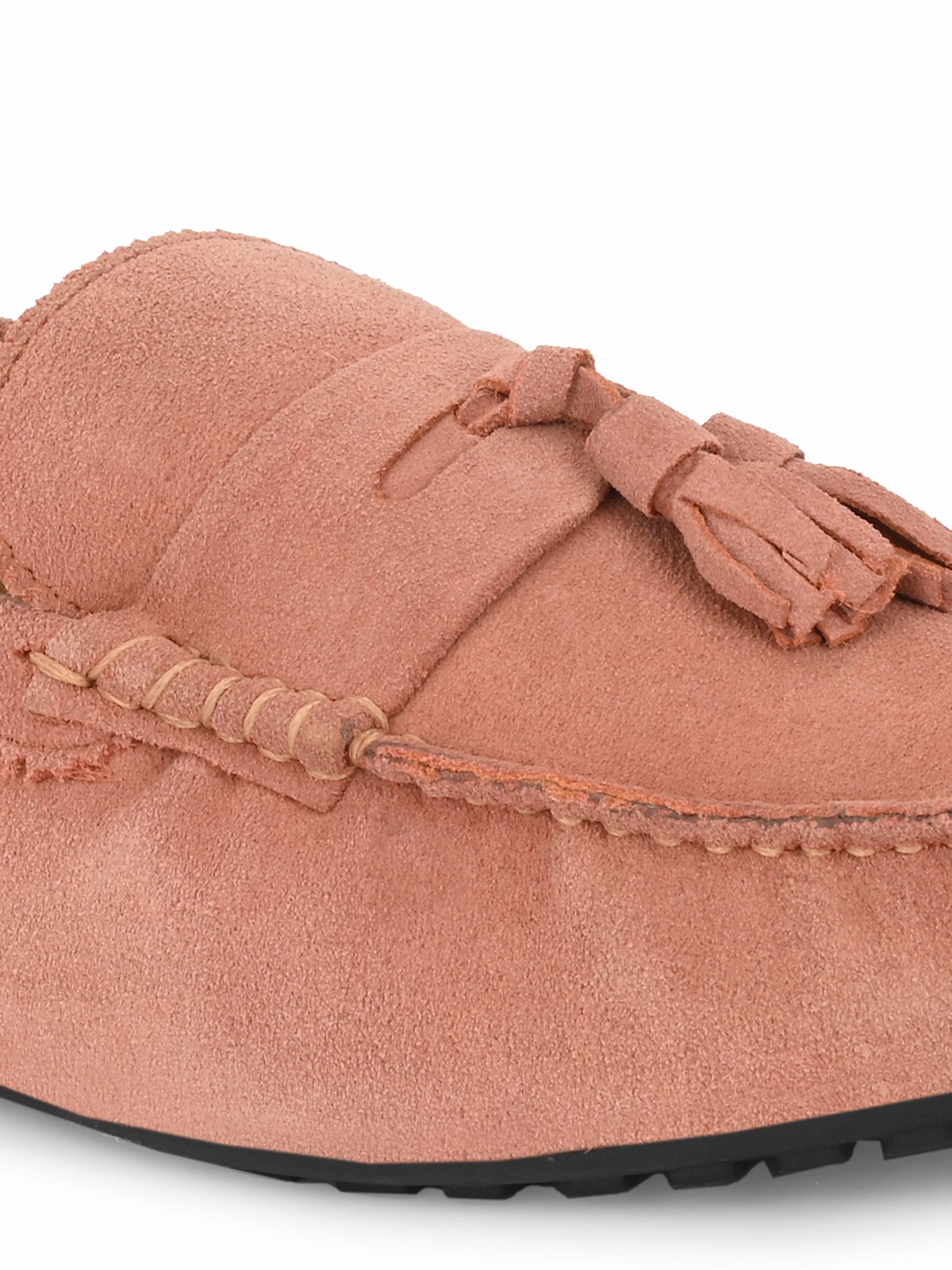 White Tassel Loafers Dash Peach Driving Loafers