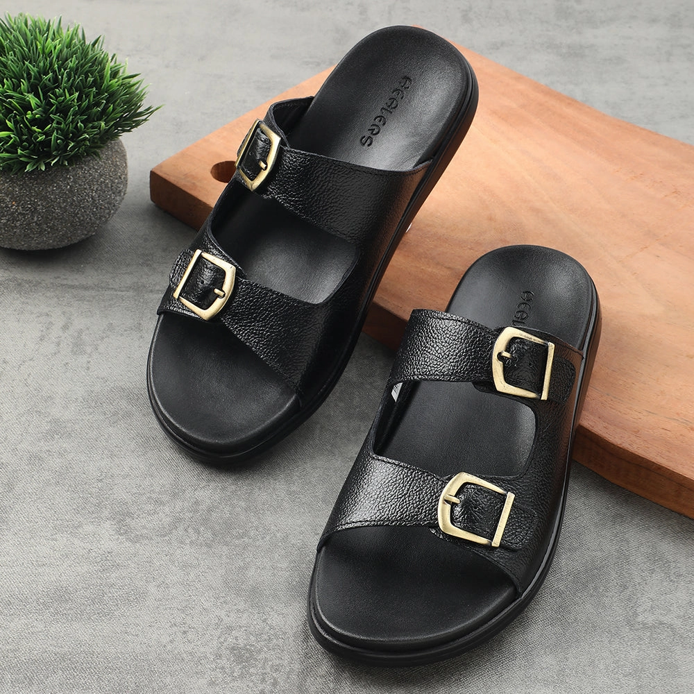 Healers Black Casual Sandal For Men MDL-11E By Liberty Safety Slippers