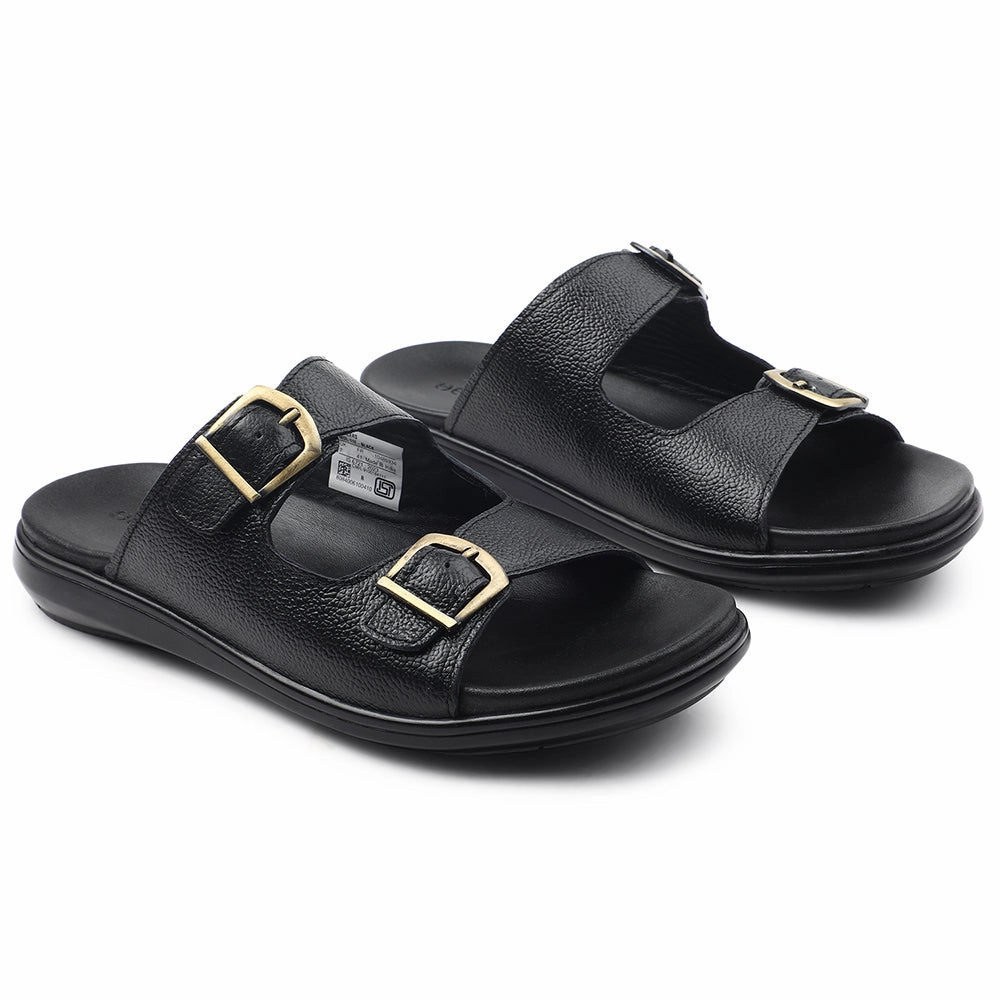 Healers Black Casual Sandal For Men MDL-11E By Liberty Heavy Duty Slippers
