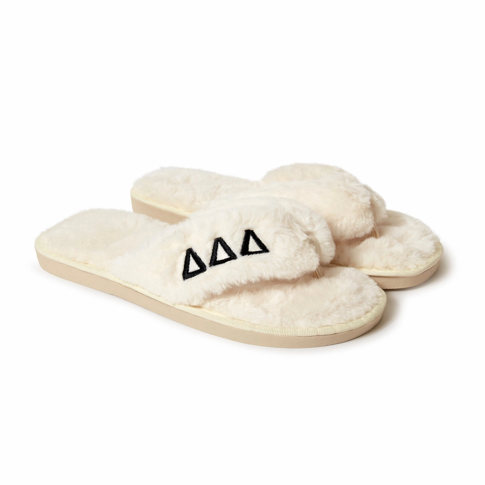 Zaffari Slides Delta Delta Delta - Furry Slippers Women - With DDD Embroidery Logo