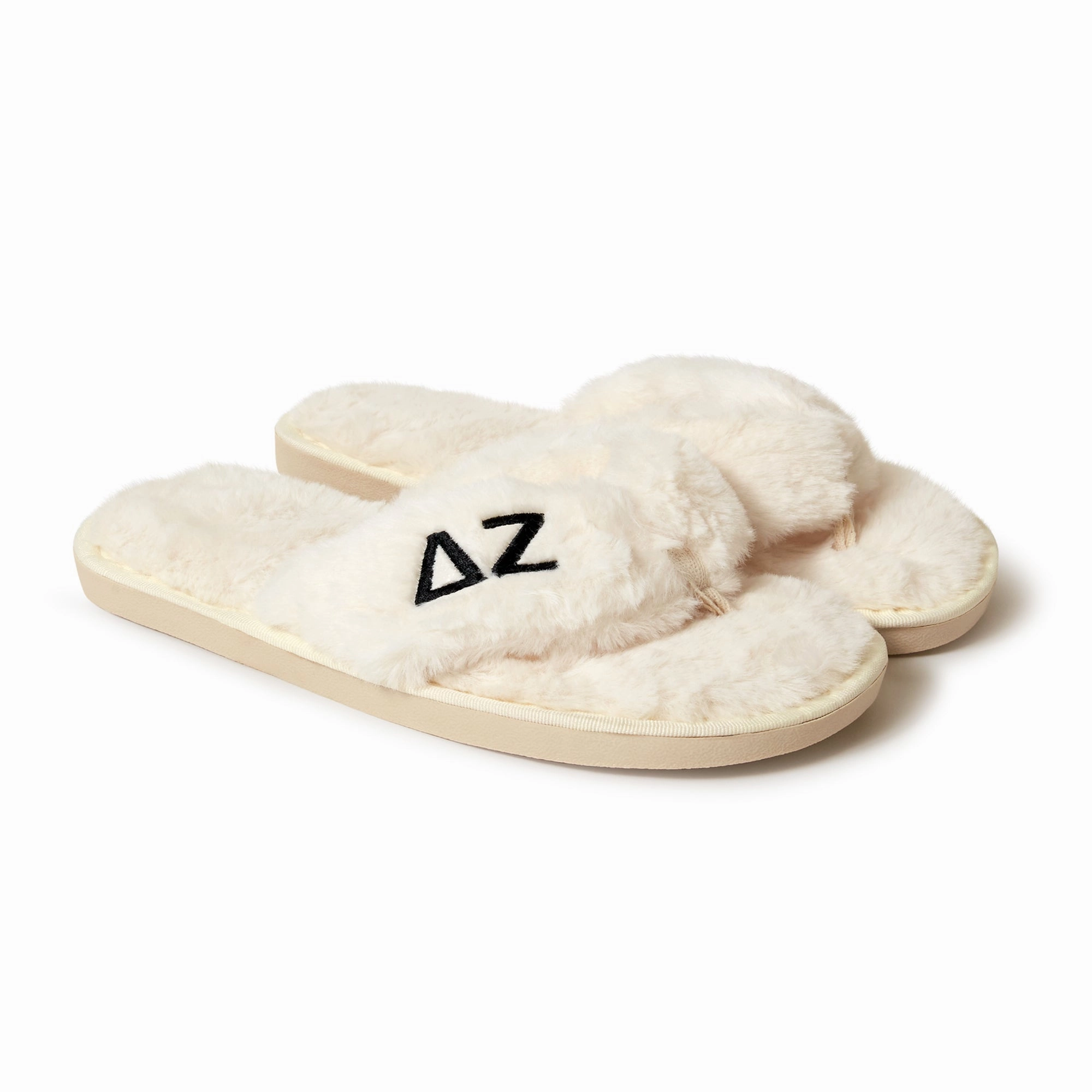 Delta Zeta - Furry Slippers Women - With DZ Embroidery Logo Gemma Slippers