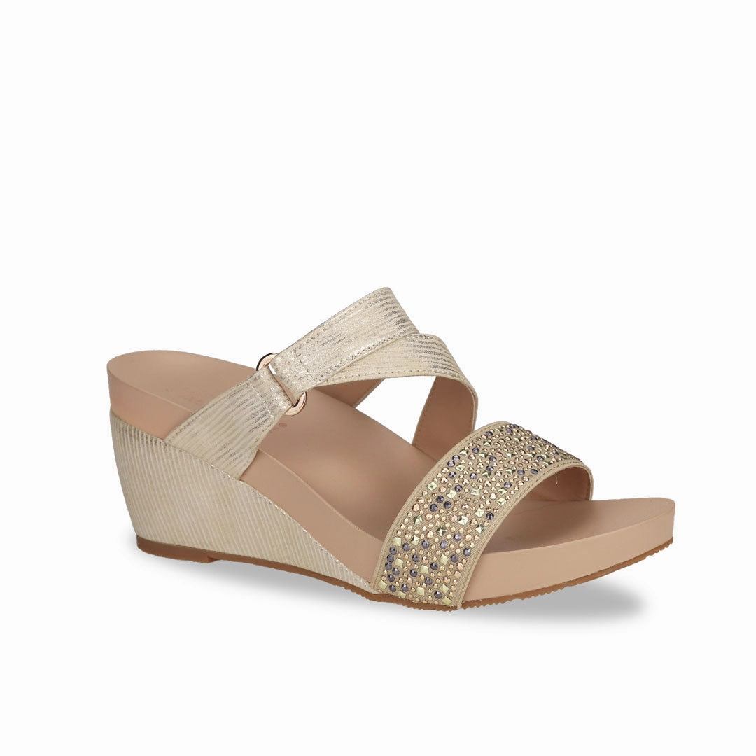 Strappy Rhinestone Wedge Sandals 3" inch [Arch-legance Series][ODD SIZES LEFT] Aeon Rewind Casual Shoes