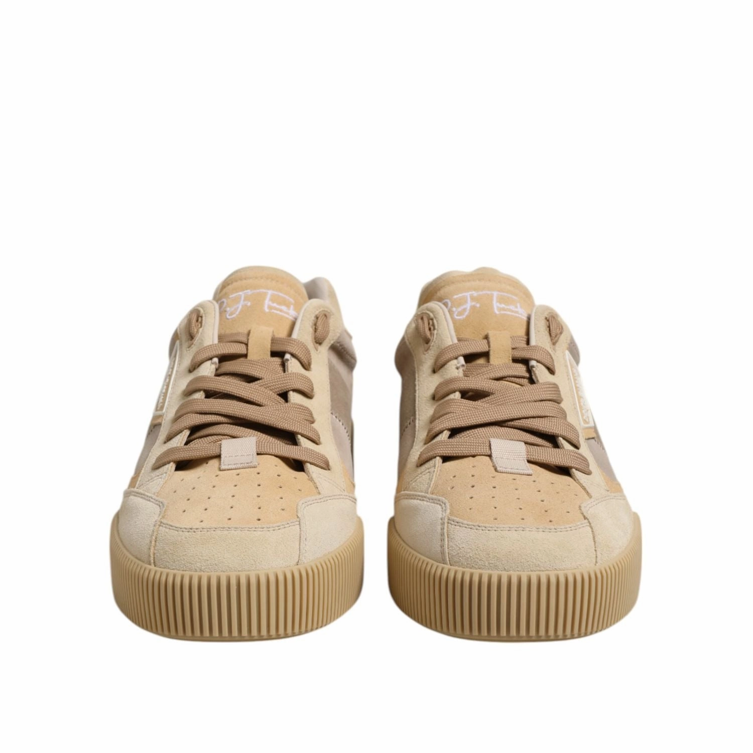 Sneakers Dsw Dolce & Gabbana Beige Leather Low Top Lace Up Sneakers Shoes