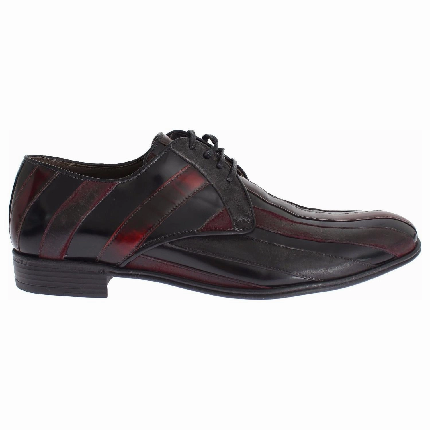 Dolce & Gabbana Black Bordeaux Leather Dress Formal Shoes Basketball Shoes For Flat Wide Feet