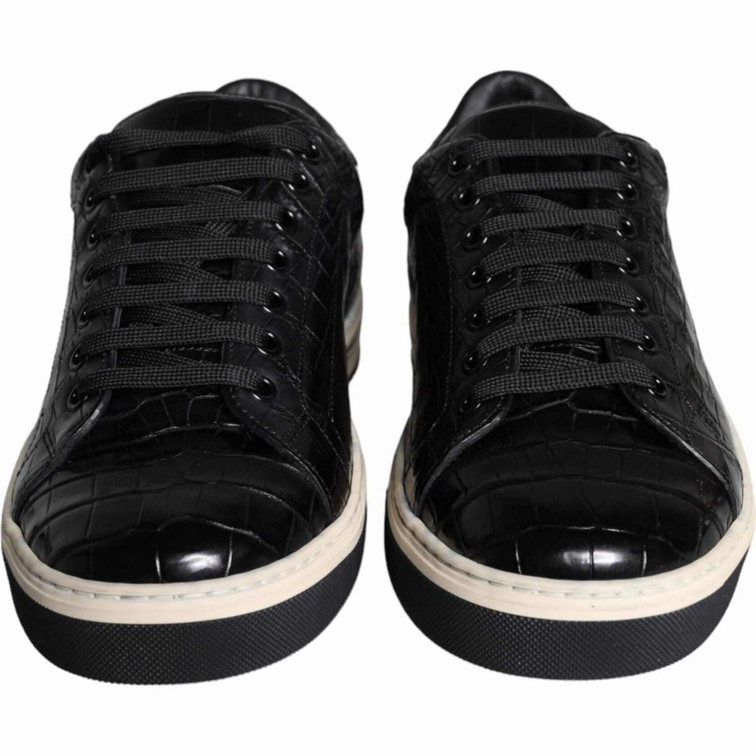Dress Shoes Look Like Sneakers Dolce & Gabbana Black Leather Men Low Top Sneakers Shoes