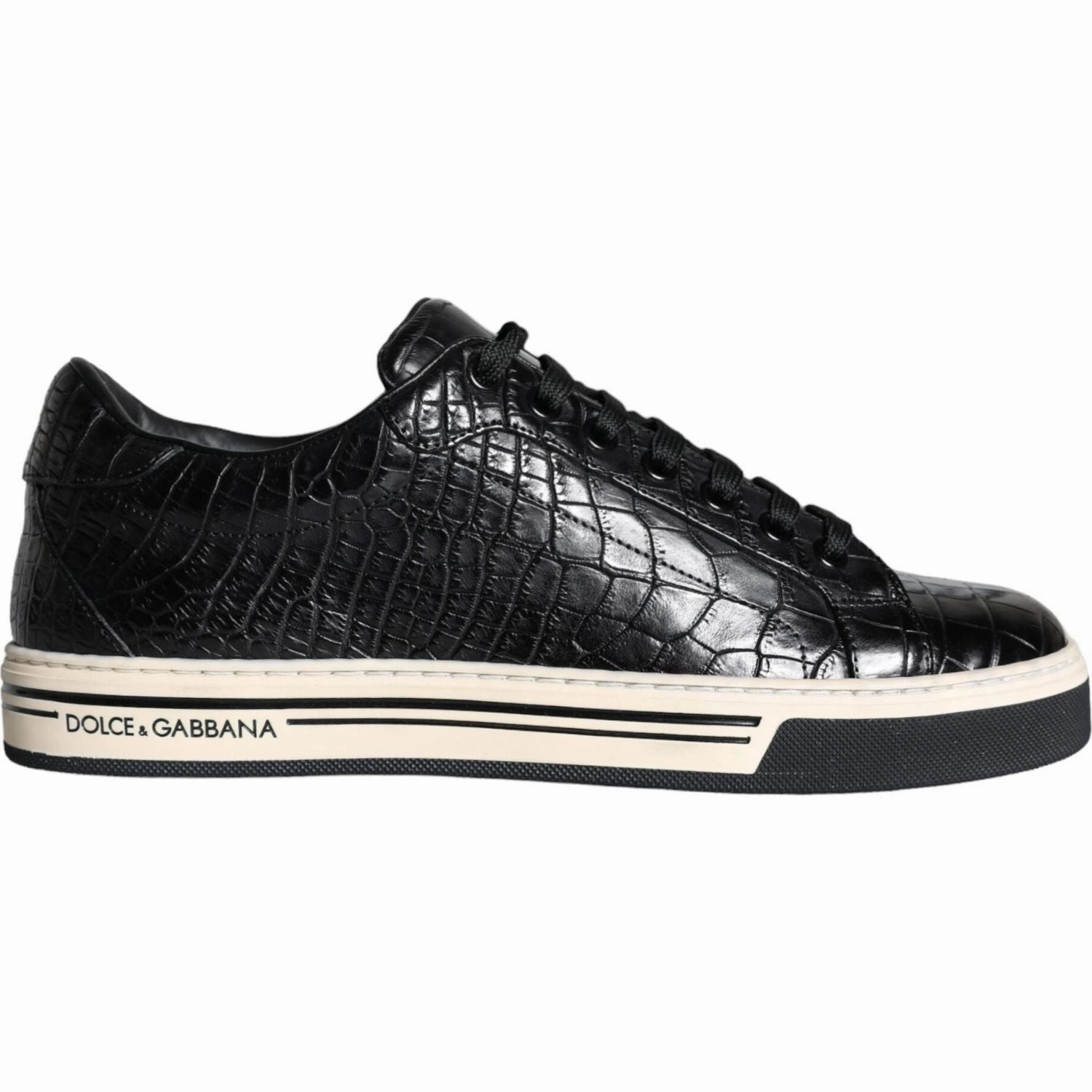 Sneakers For Casual Wear Dolce & Gabbana Black Leather Men Low Top Sneakers Shoes