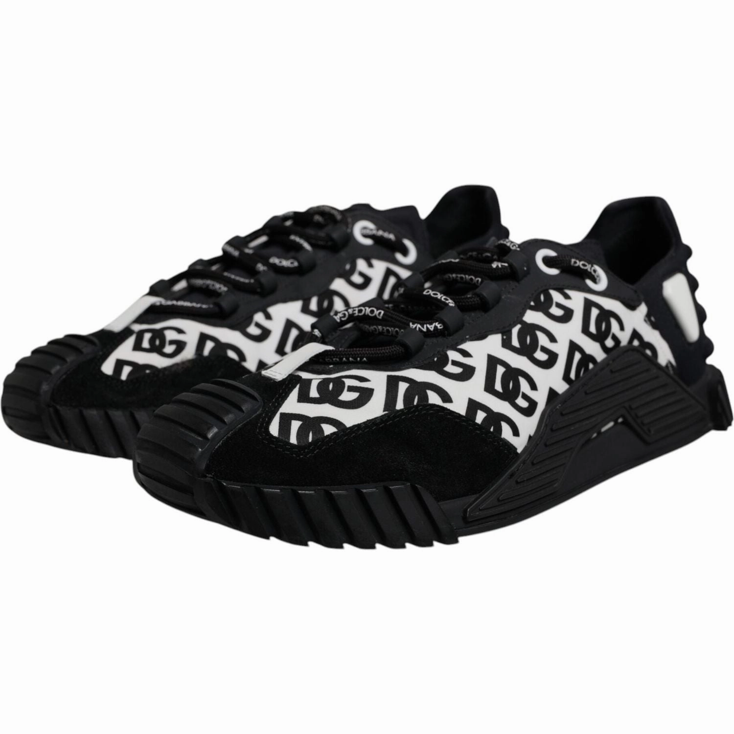 Socks With Sneakers Dolce & Gabbana Black Logo Lace Up Low Top NS1 Sneakers Shoes
