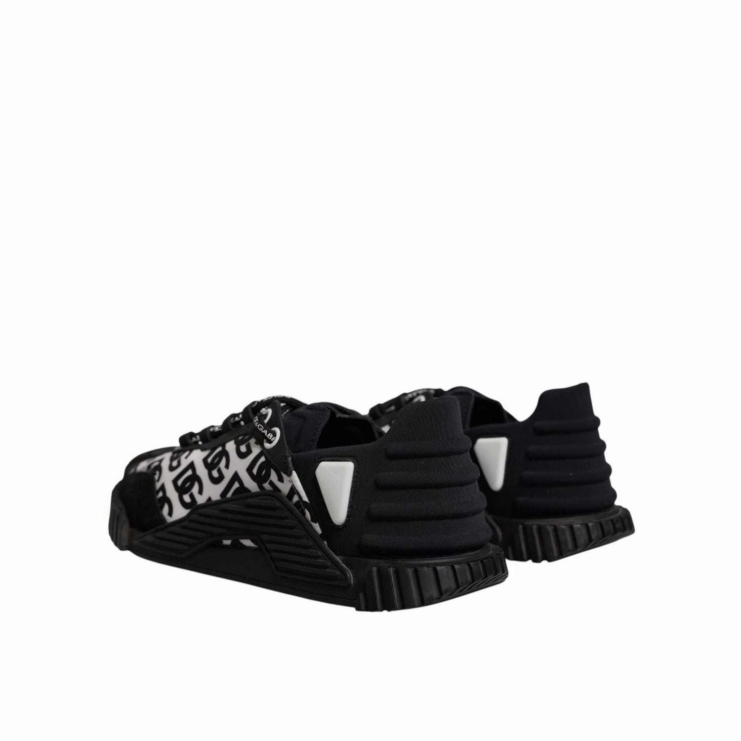 Dolce & Gabbana Black Logo Lace Up Low Top NS1 Sneakers Shoes White Shoelaces For Sneakers