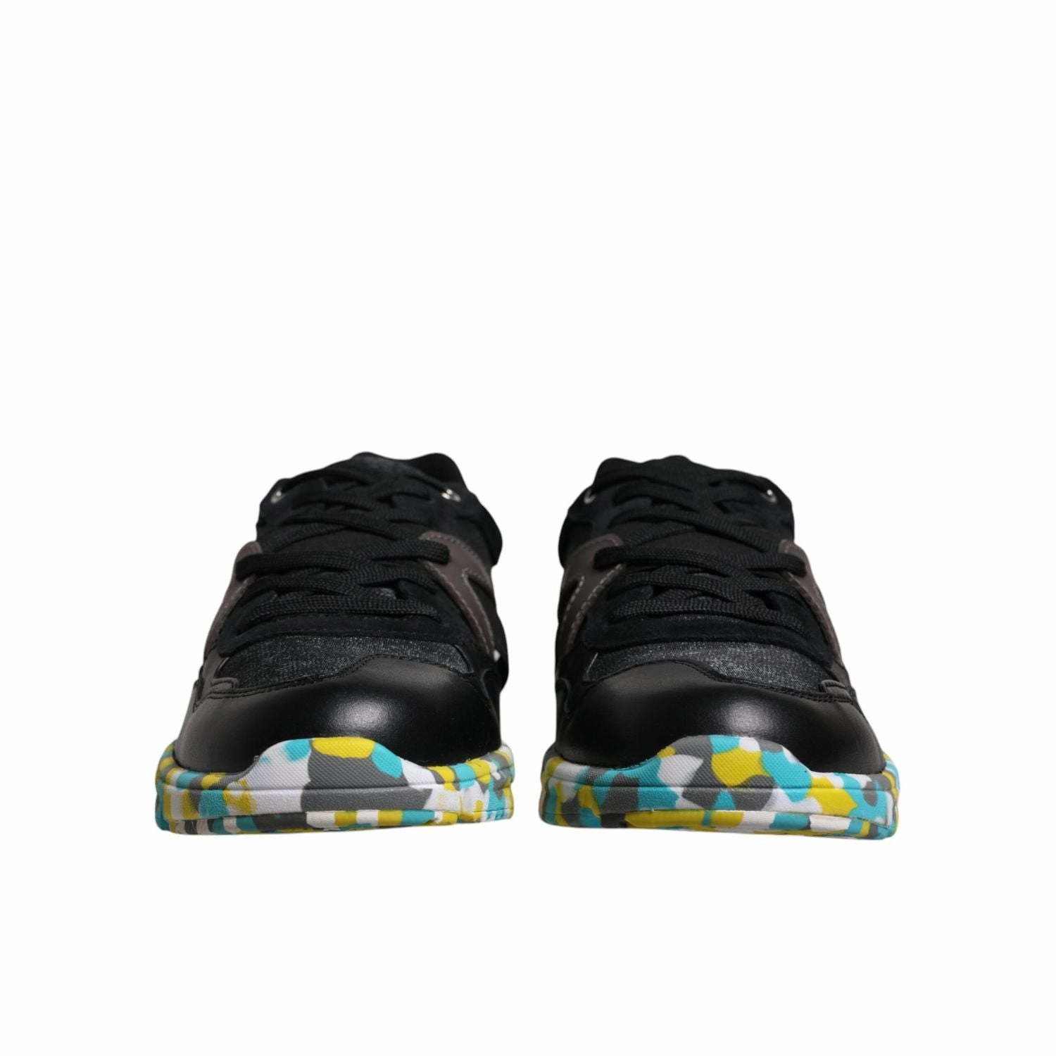 Dolce & Gabbana Black Polyester Low Top Men Sneakers Shoes Best Flat Sole Shoes For Lifting