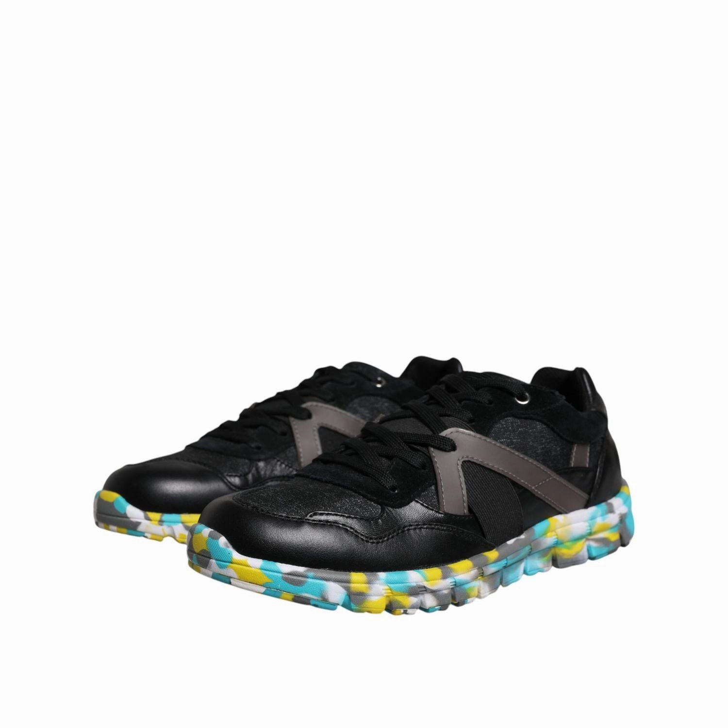 Ballet Flat Shoe Pattern Dolce & Gabbana Black Polyester Low Top Men Sneakers Shoes