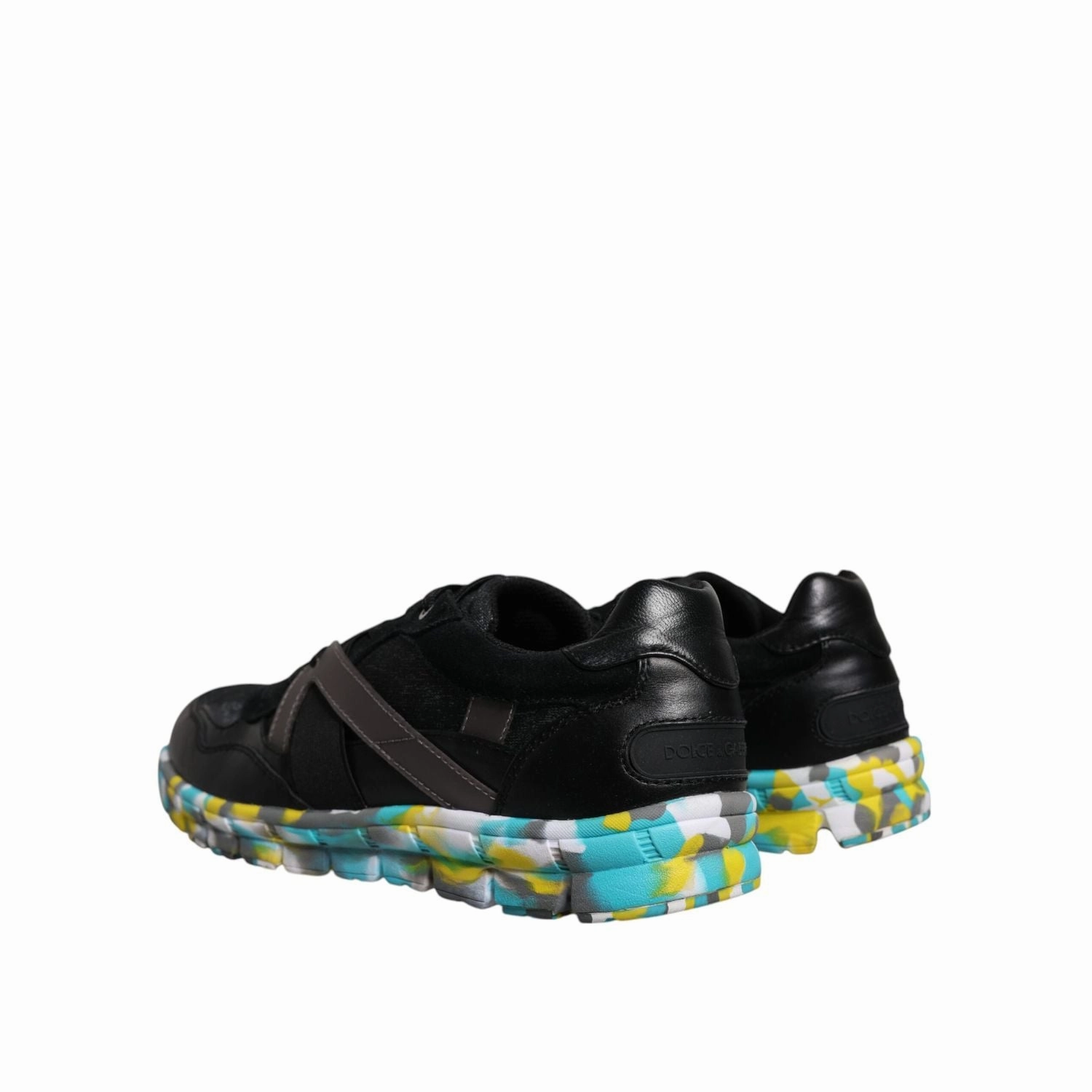 Dolce & Gabbana Black Polyester Low Top Men Sneakers Shoes Crocs Flat Shoes