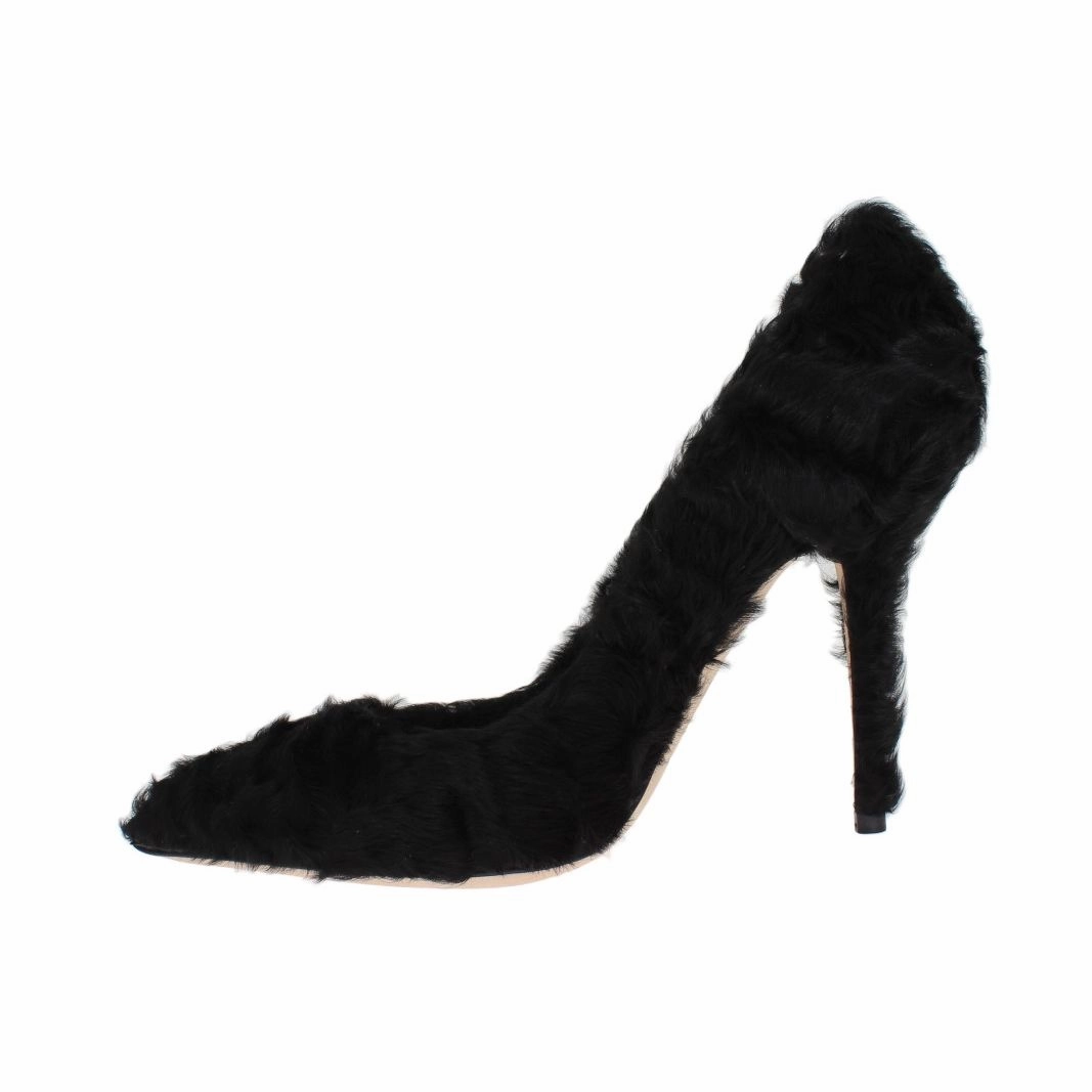Goldenglow Sandals Dolce & Gabbana Black Xiangao Lamb Fur Leather Pumps