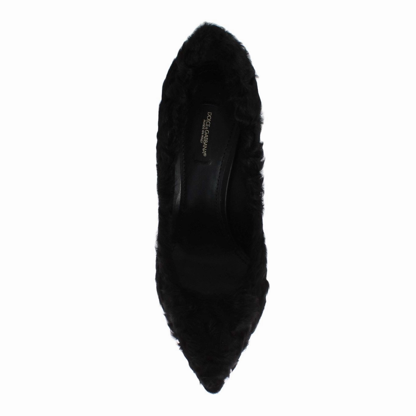 Dolce & Gabbana Black Xiangao Lamb Fur Leather Pumps Sandals Flatform