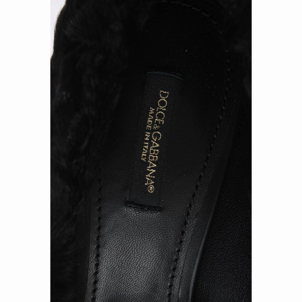 Wide Width Closed Toe Sandals Dolce & Gabbana Black Xiangao Lamb Fur Leather Pumps
