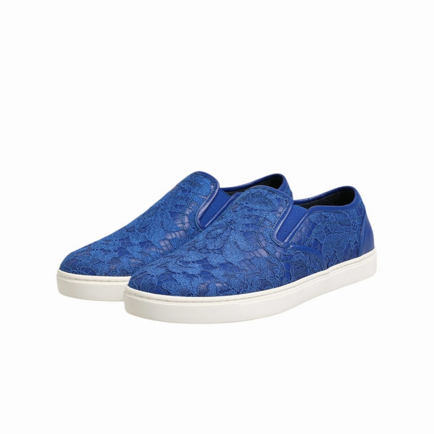 Wide Width Slip On Sneakers Dolce & Gabbana Blue Leather Lace Slip On Sneaker Shoes