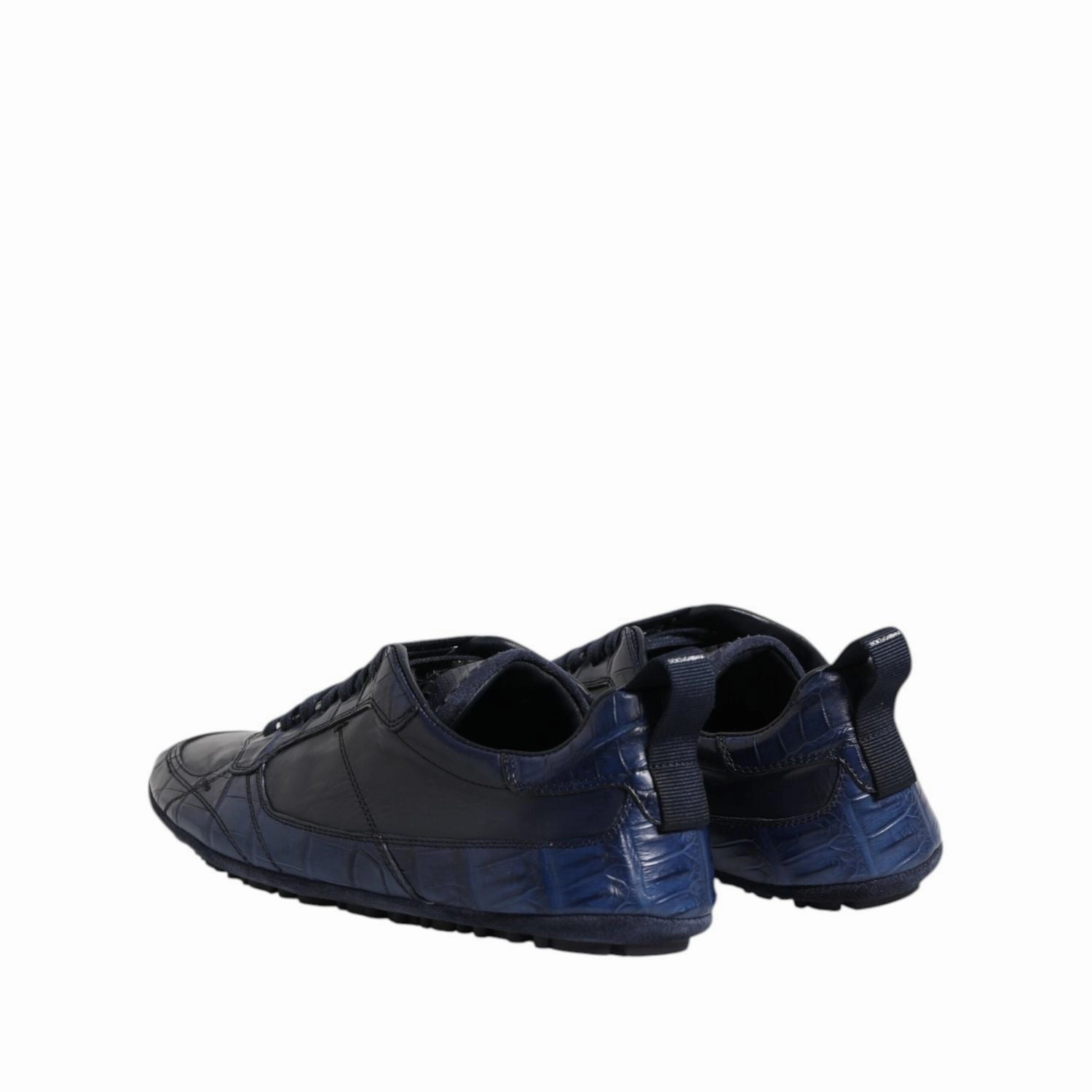 Cleaning Canvas Sneakers Dolce & Gabbana Dark Blue Leather Low Top Men Sneakers Shoes