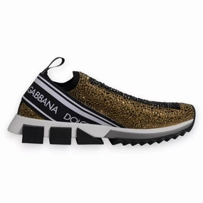 Dolce & Gabbana Gold Rhinestones Sorrento Sneakers Shoes Shoeplay Sneakers