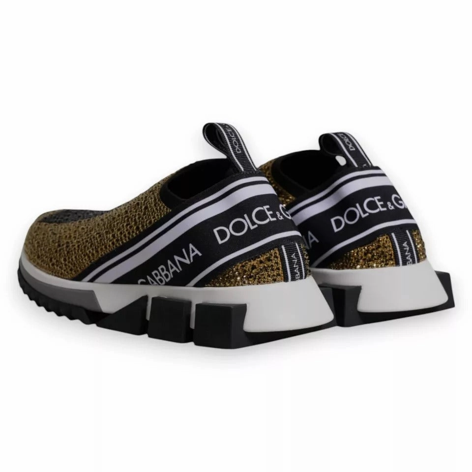 Dolce & Gabbana Gold Rhinestones Sorrento Sneakers Shoes Lighted Sneakers