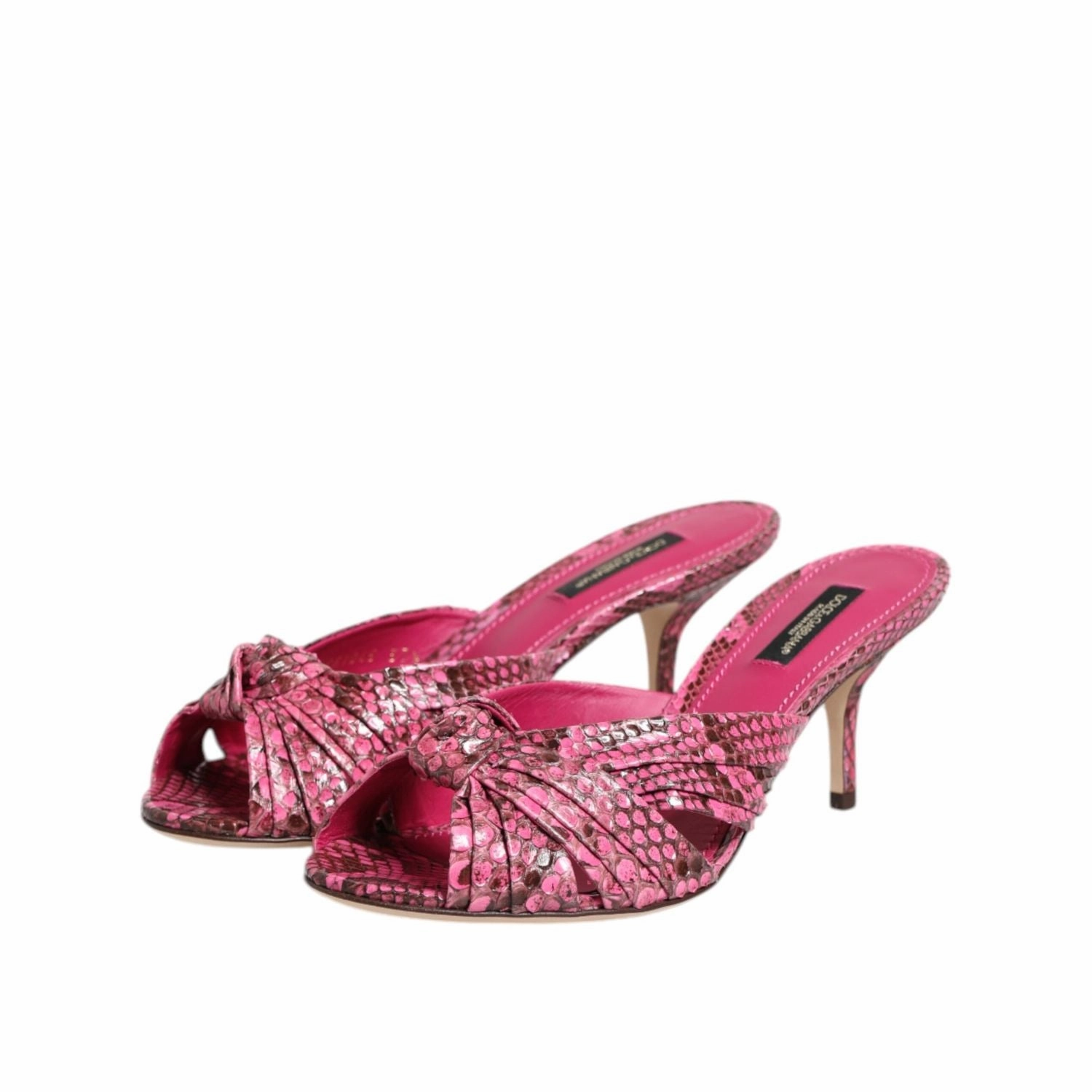 Thong Sandals With Heels Dolce & Gabbana Pink Leather Heels Slides Sandals Shoes