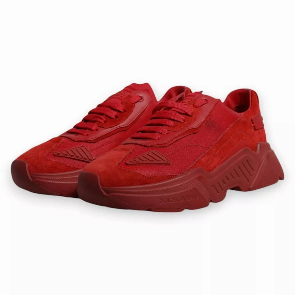 Metal Sneakers Dolce & Gabbana Red Leather Daymaster Low Top Sneakers Shoes