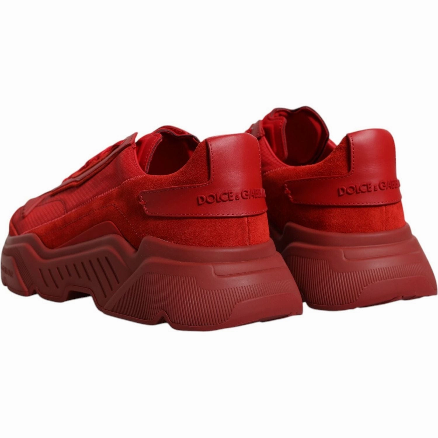 D G Sneakers Dolce & Gabbana Red Leather Daymaster Low Top Sneakers Shoes