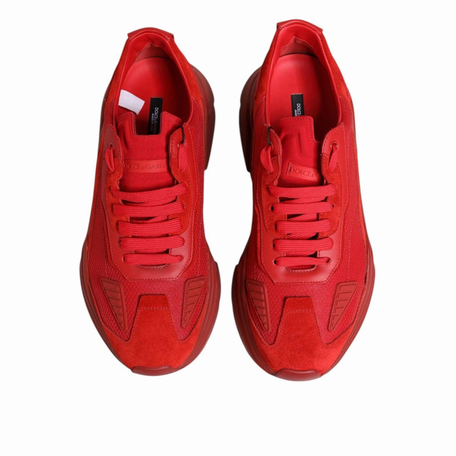 Healed Sneakers Dolce & Gabbana Red Leather Daymaster Low Top Sneakers Shoes