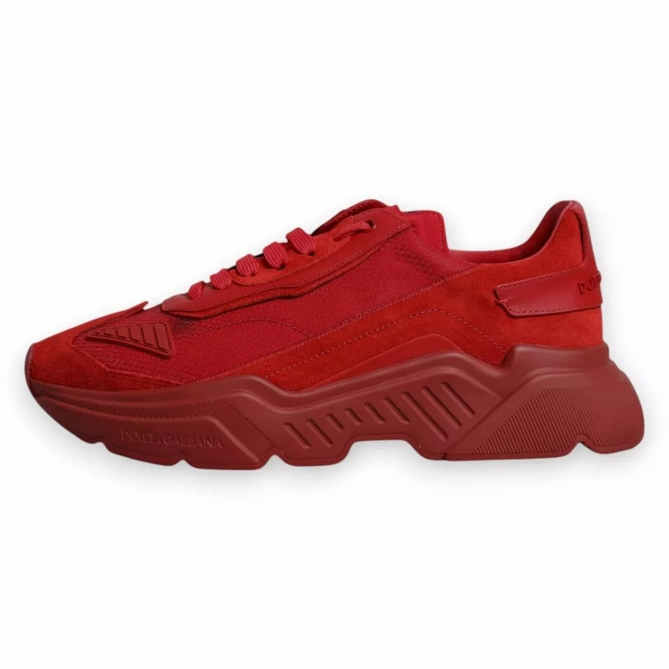 Street Sneakers Dolce & Gabbana Red Leather Daymaster Low Top Sneakers Shoes