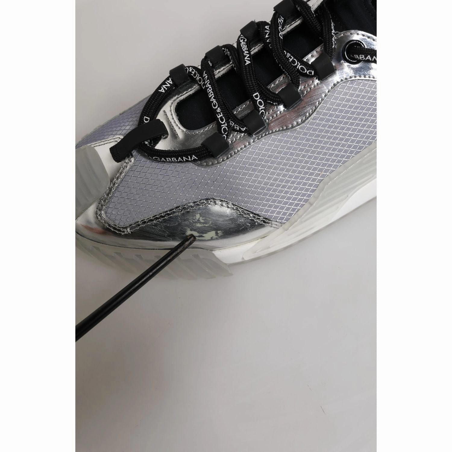 Best Tennis Sneakers Dolce & Gabbana Silver Black Nylon NS1 Low Top Men Sneakers Shoes