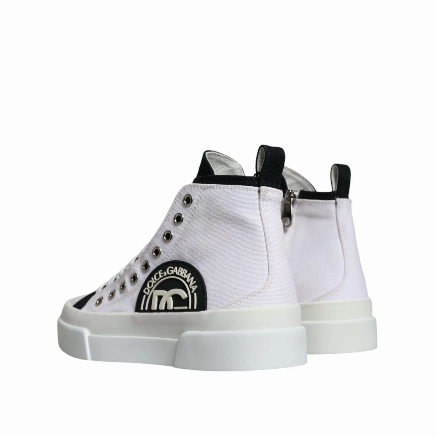 Vagabond Sneakers Dolce & Gabbana White Black Cotton Logo High Top Sneaker Shoes