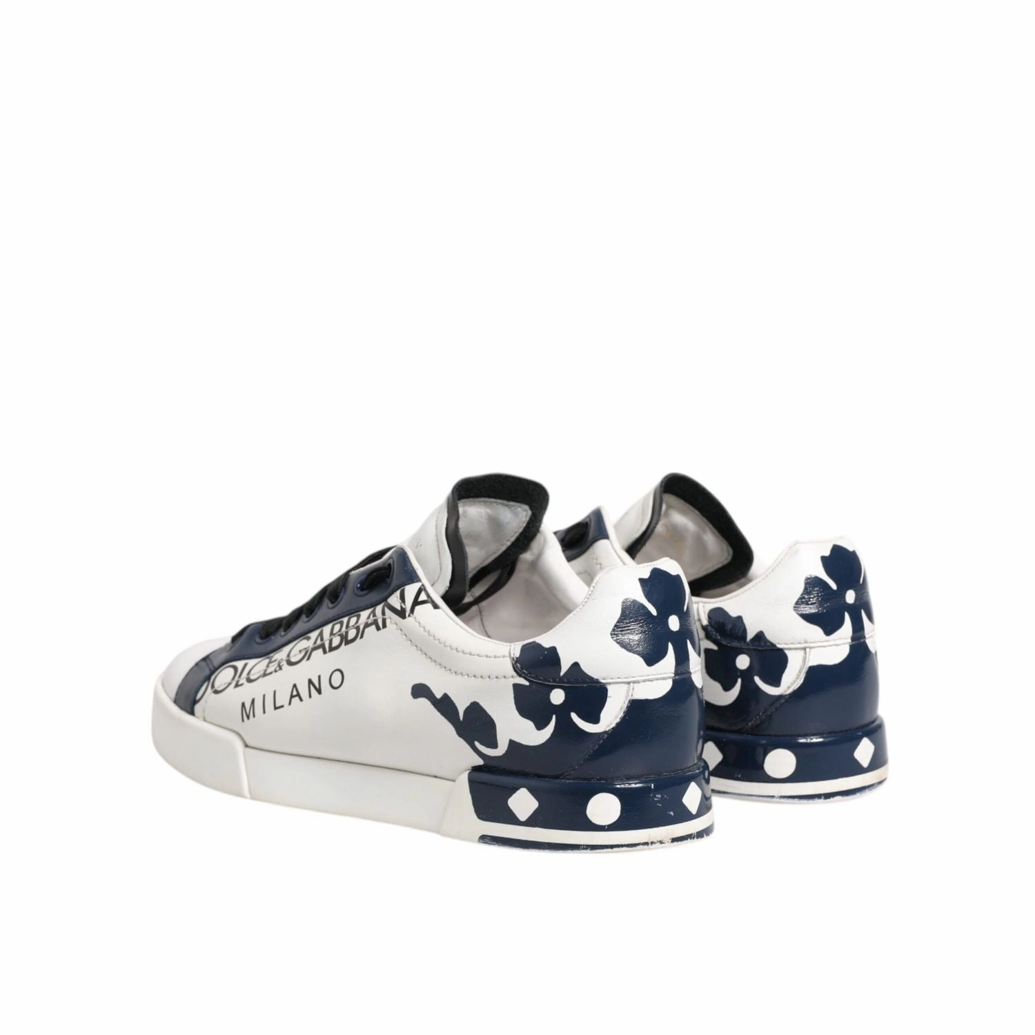 Best Sneakers For Concrete Dolce & Gabbana White Blue Leather Crown Milano Sneakers Shoes