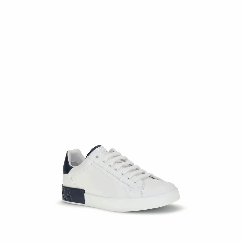 Dolce & Gabbana White Calf Leather Bos Taurus Low Top Sneakers Casual Belk Shoes