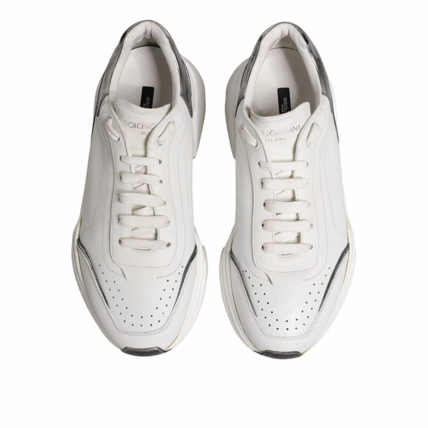 Size 13 Sneakers Dolce & Gabbana White Daymaster Leather Low Top Sneakers Shoes