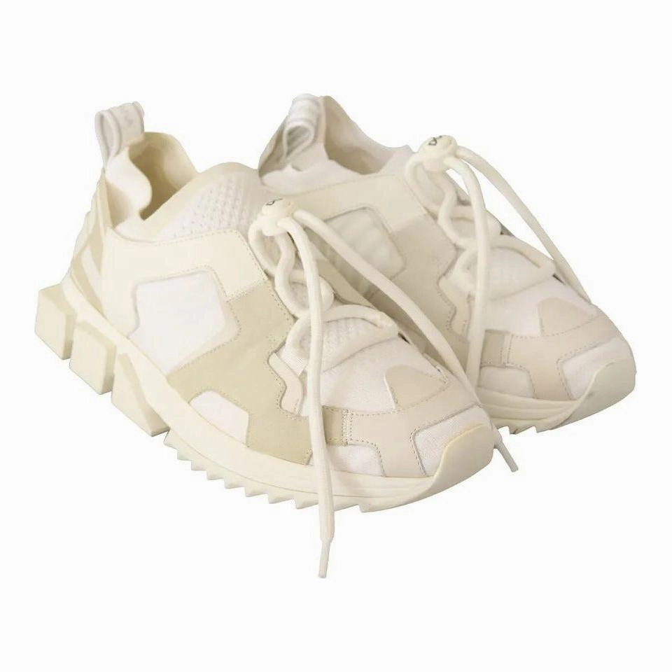 Dolce & Gabbana White Fabric Suede Sorrento Lace Up Sneakers Shoes Sneakers For Standing