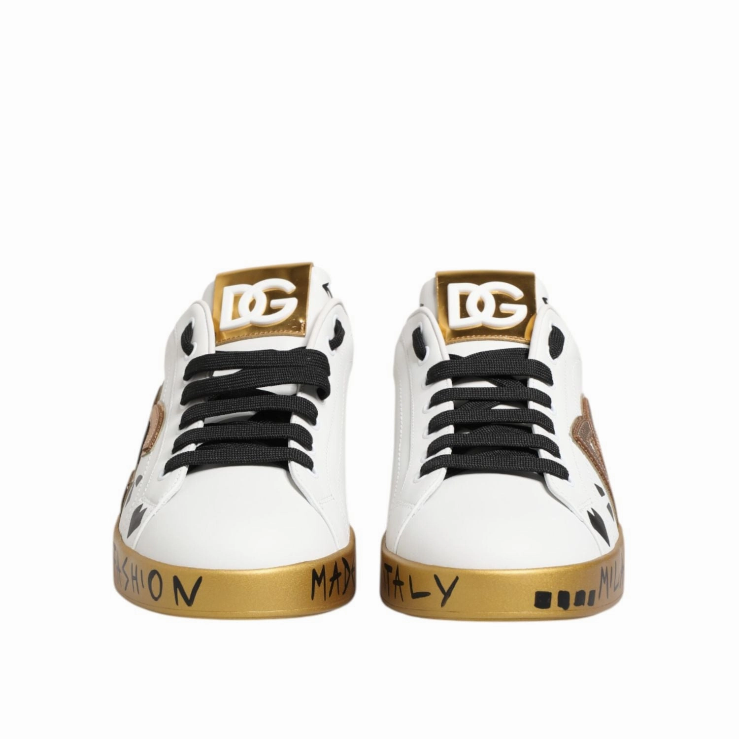 Dolce & Gabbana White Gold Crystal Portofino Sneakers Shoes Secret Wedge Sneakers