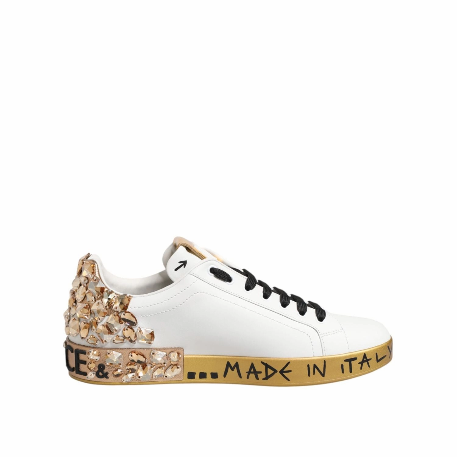 Best Sneakers For Volleyball Dolce & Gabbana White Gold Crystal Portofino Sneakers Shoes