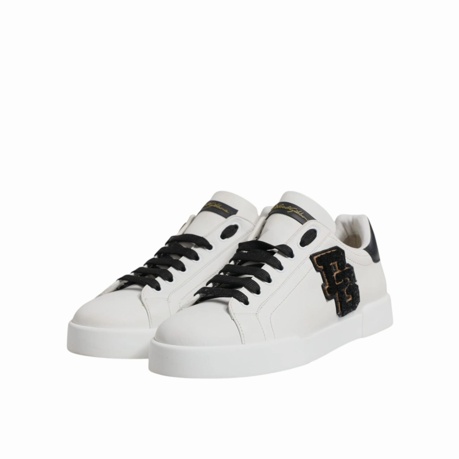 Dolce & Gabbana White Leather DG Logo Low Top Sneakers Shoes Individual Toe Sneakers