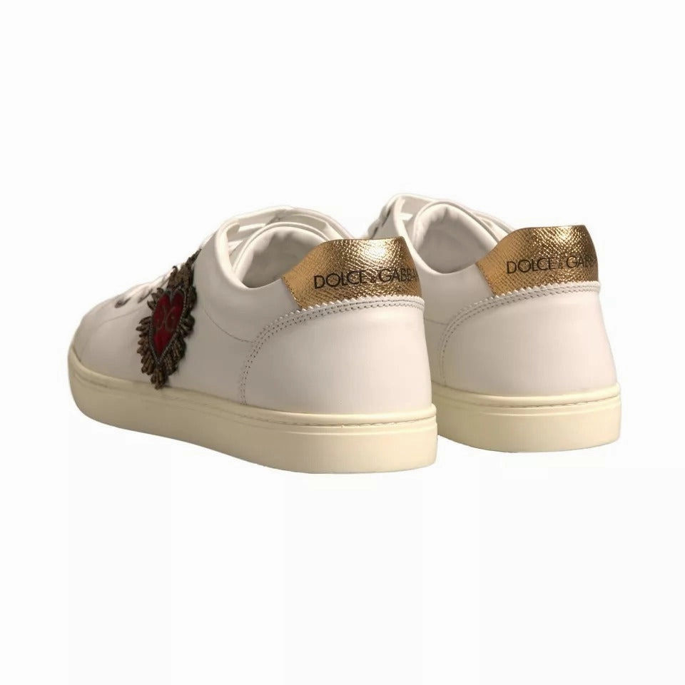 Dolce & Gabbana White Leather Heart Embellished Sneakers Shoes Toddler Sneakers Size