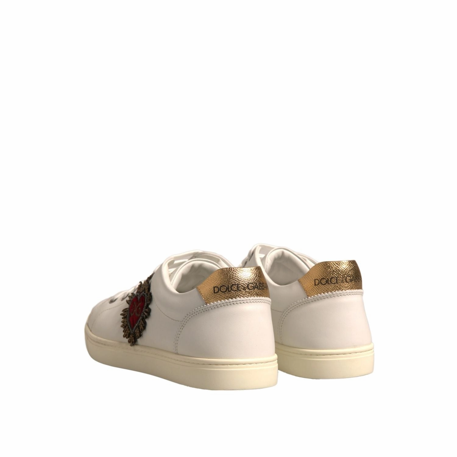 Dolce & Gabbana White Leather Heart Embellished Sneakers Shoes Vince Warren Sneakers