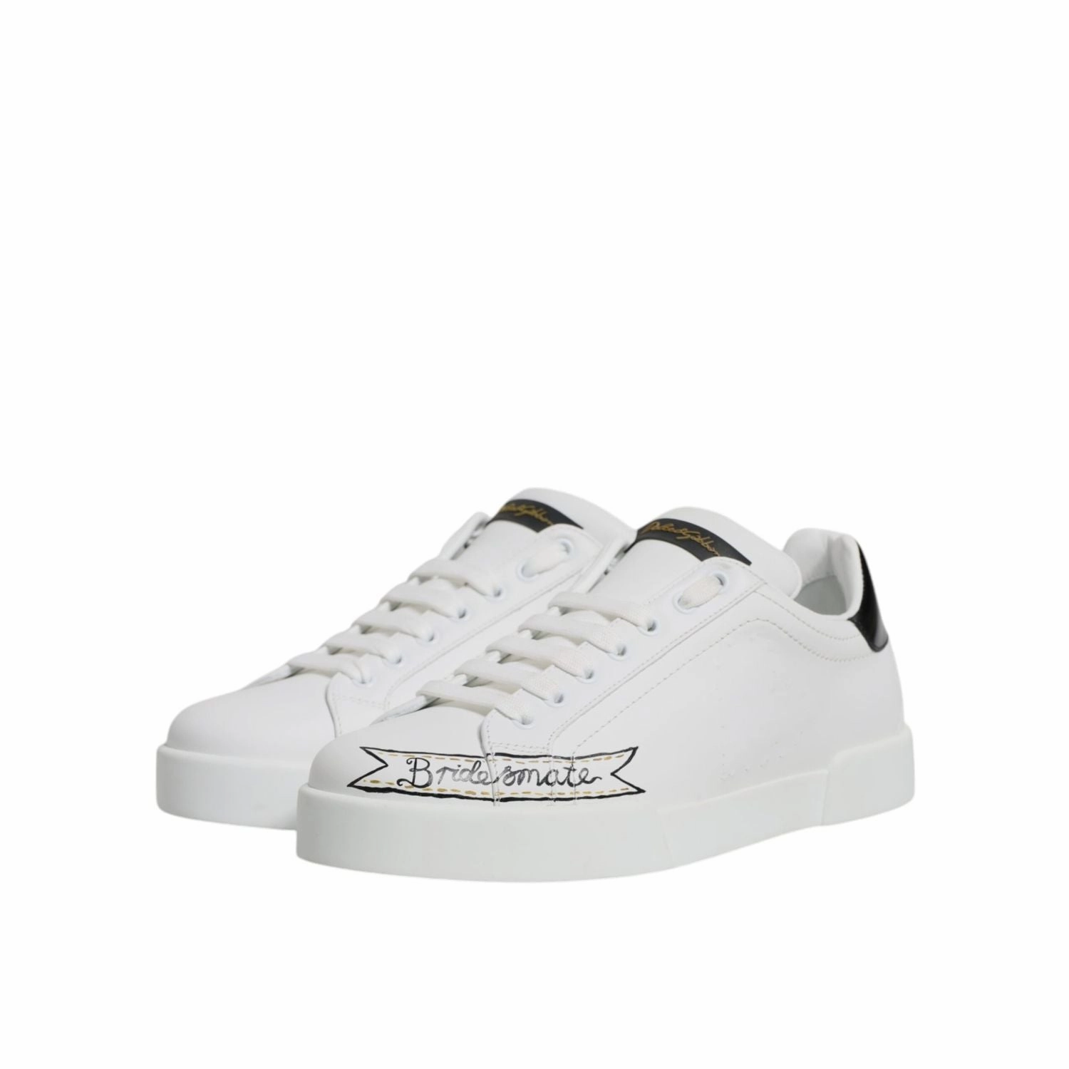 High-top Sneakers Fashion Dolce & Gabbana White Leather Low Top Lace Up Sneakers Shoes