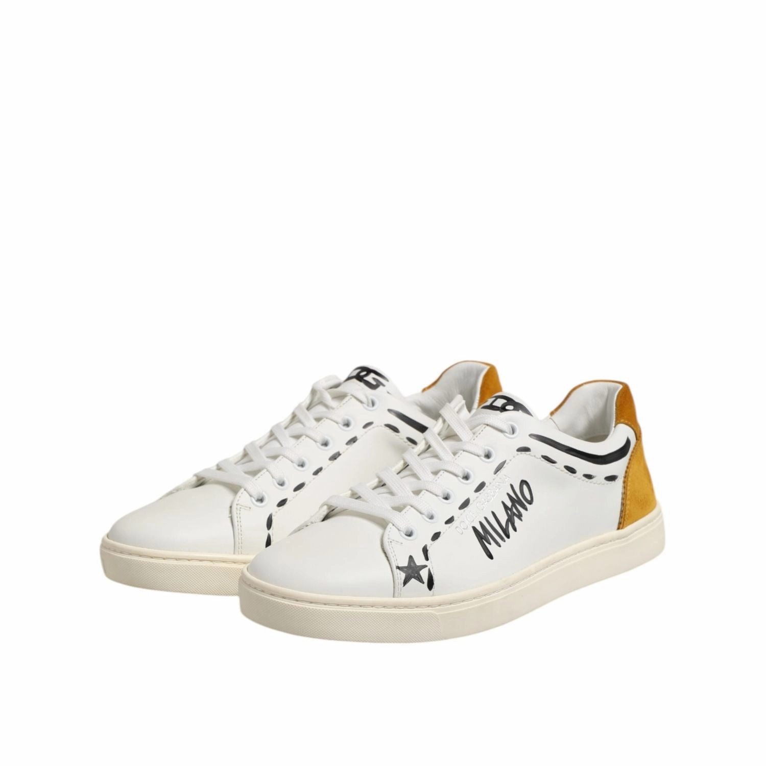 Dolce & Gabbana White Leather MILANO Low Top Sneakers Shoes White Designer Sneakers
