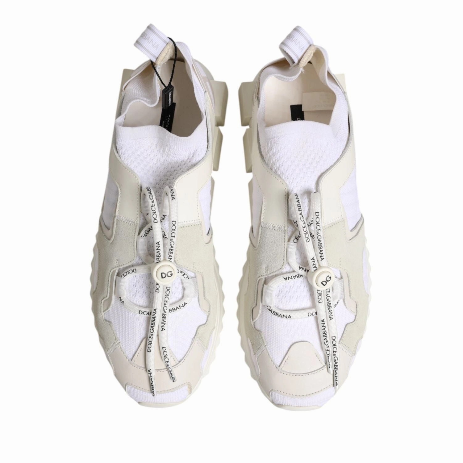 Dolce & Gabbana White Mesh Sorrento Trekking Sneakers Shoes Holographic Sneakers