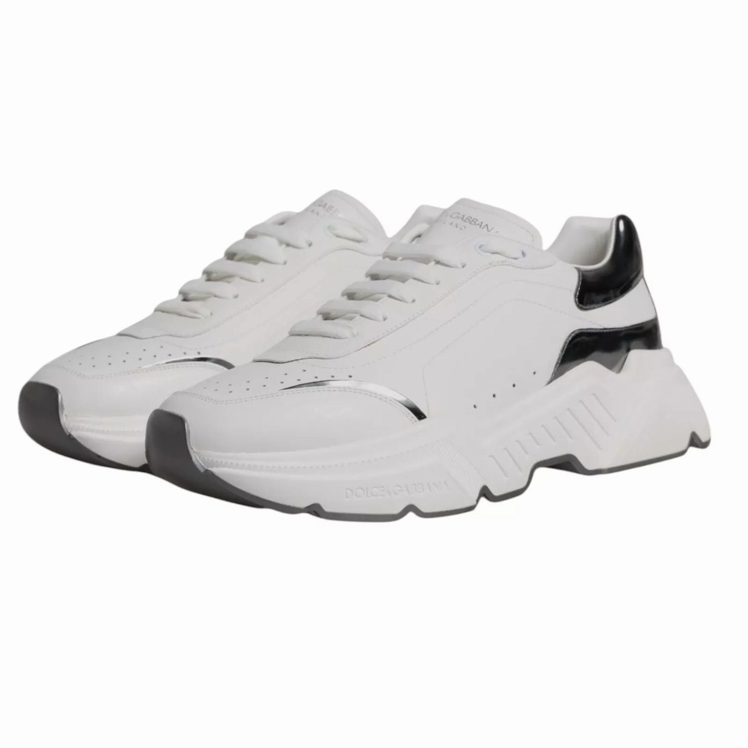 Nike Sneakers Near Me Dolce & Gabbana White Silver DAYMASTER Leather Sneakers Shoes