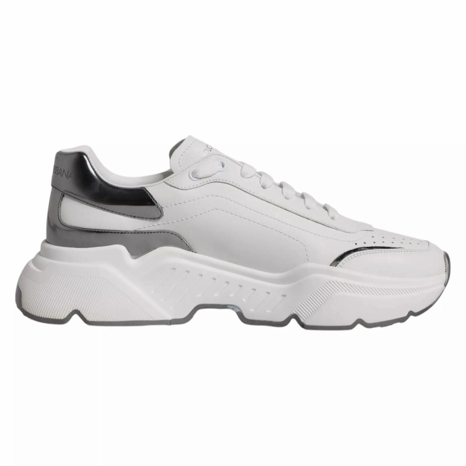 Dolce & Gabbana White Silver DAYMASTER Leather Sneakers Shoes Shai Gilgeous Alexander Sneakers