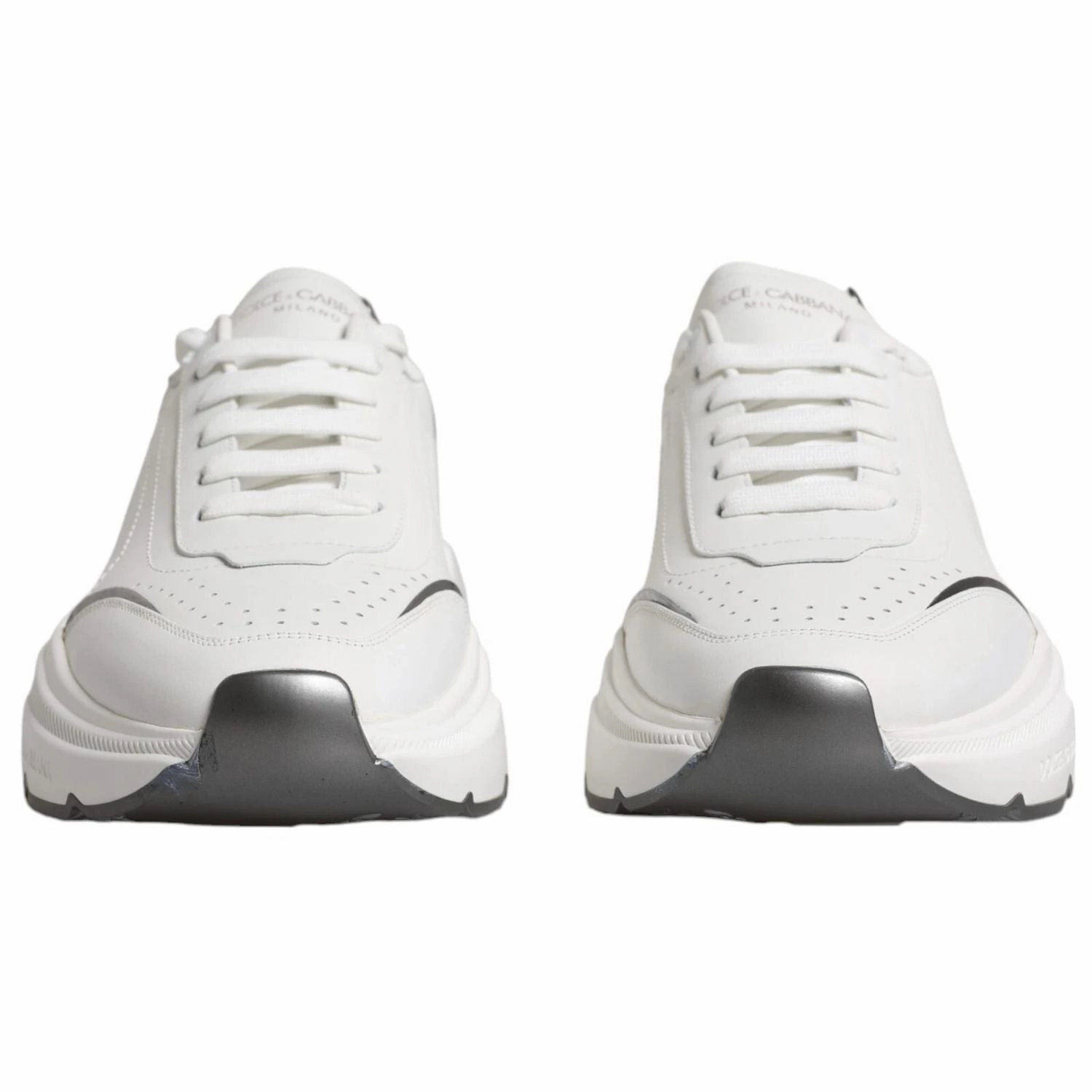 Dolce & Gabbana White Silver DAYMASTER Leather Sneakers Shoes Sneakers Washington