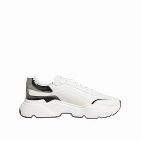 Dolce & Gabbana White Silver DAYMASTER Leather Sneakers Shoes Xelero Sneakers