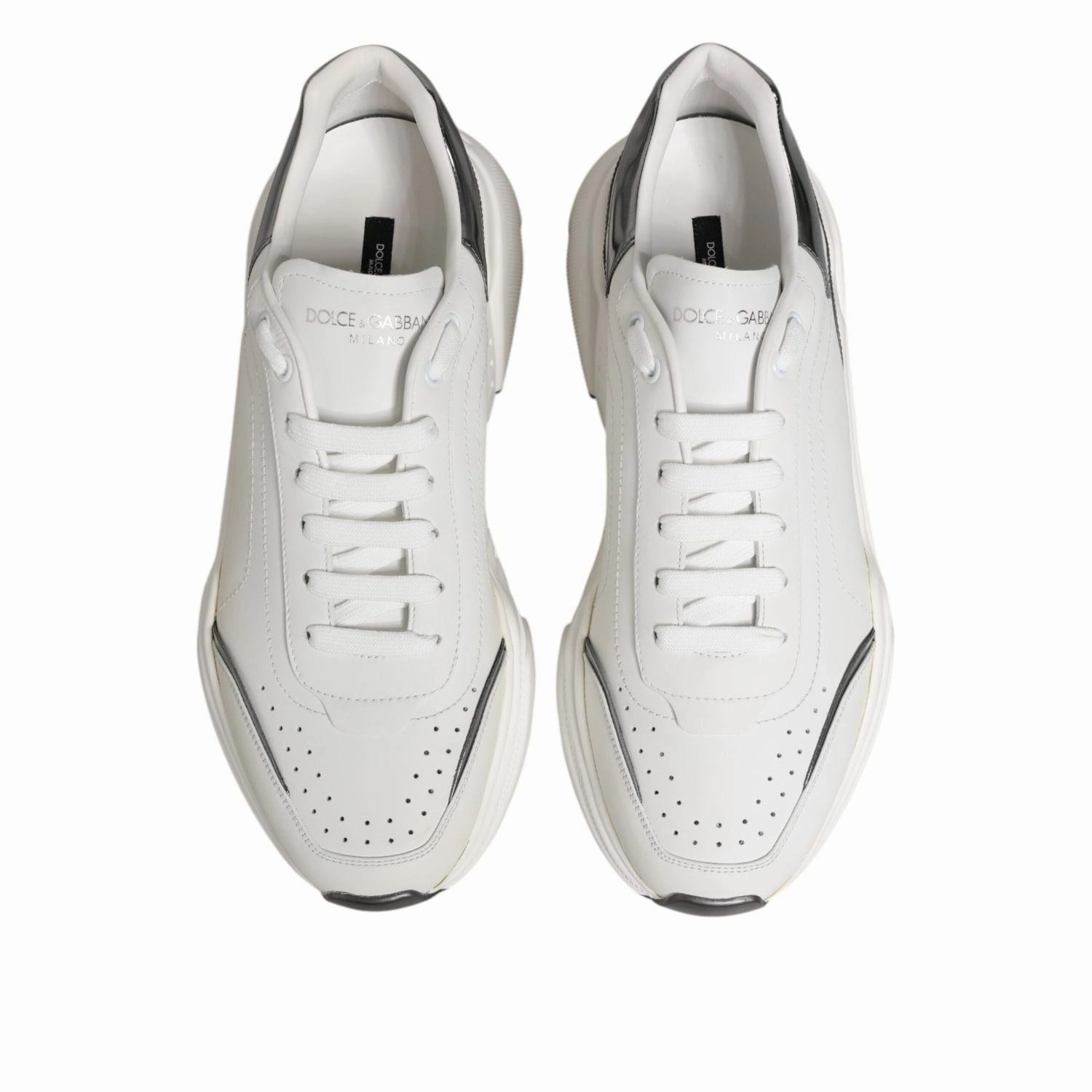 Dolce & Gabbana White Silver DAYMASTER Leather Sneakers Shoes Gordon Rush Sneakers